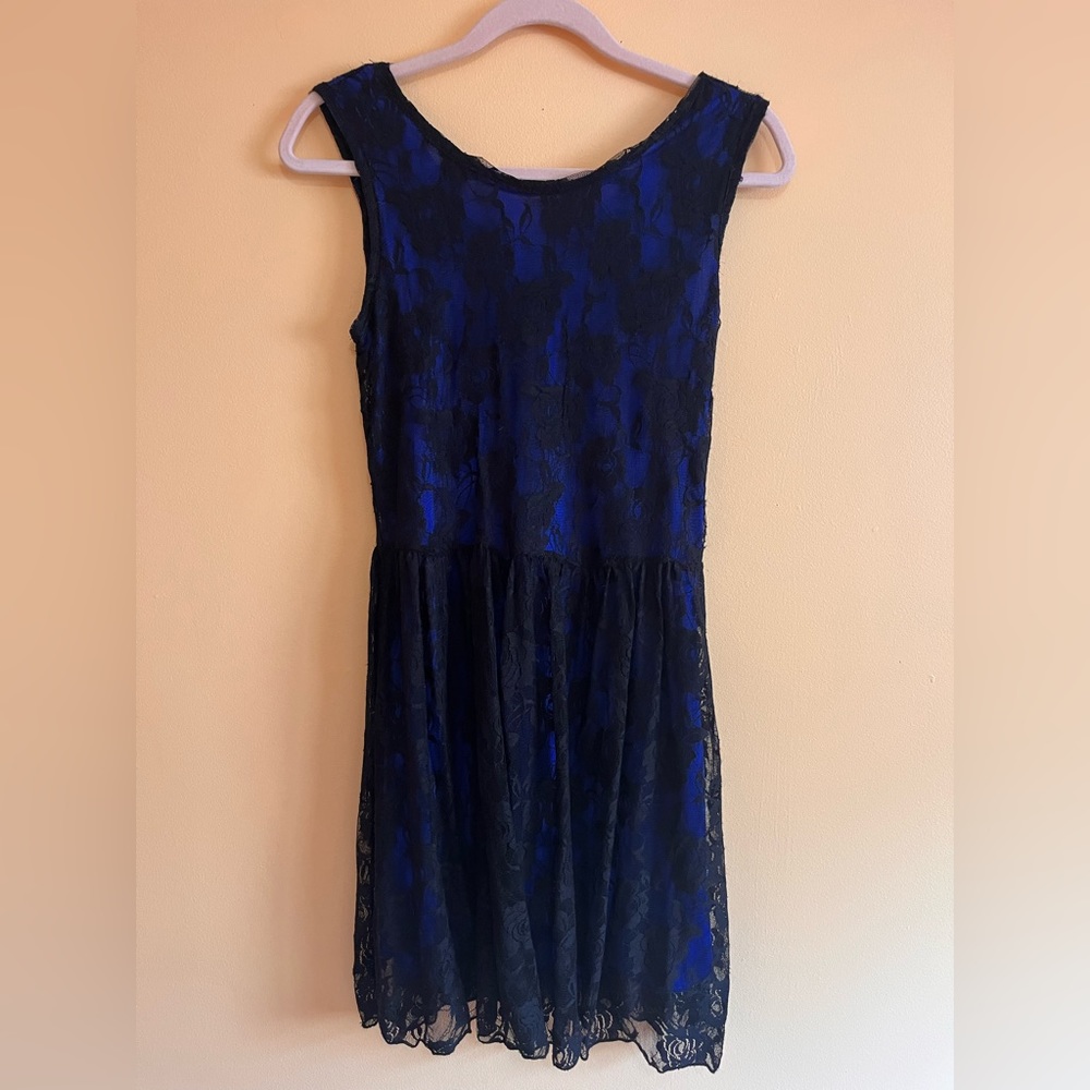 Black and blue lace dress